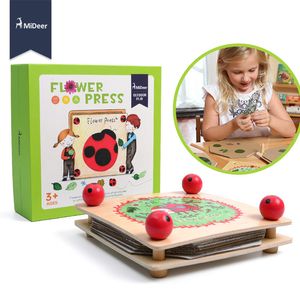 Midraer Crianças Flor e folha Press Natureza Natureza Happy Time Wooden Art Kit Outdoor Play Aprendizagem Brinquedo Educacional para Crianças Presente LJ201019