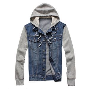 Denim Men Hooded Sportswear Outdoors Casual Fashion Jeans Jackets Hoodies Cowboy Mens Jacket and Coat Plus Size 220301