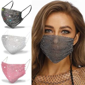 Crystal Rhinestone Mask, Sparkly Bling Mesh Covering Facial Cover, Breathable Reusable Washable Half Face Covers, Fashionable Glitter