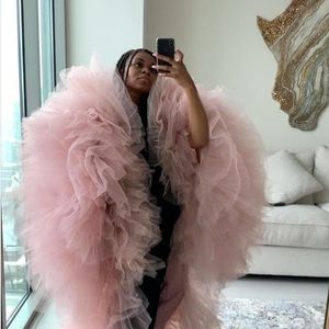 Casual Dresses Extra Puffy Tulle Jacket Ball Gown Lush Mesh Long Top Cape Chic Women Party Wear Custom Made Plus Size Real Po