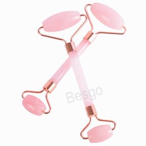 Massaggio viso Rullo di giada Massaggi a doppia testa Massaggiatore viso collo Giade rosa Bellezza Salute Previeni le rughe Massaggi Rulli BH5858 TYJ