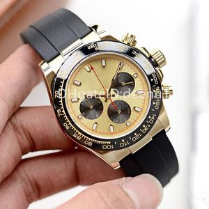 Orologio automatico da uomo Cinturino in caucciù da 40 mm Cassa in acciaio inossidabile Tre occhi Zaffiro Orologi impermeabili Luxusuhr montre de luxe