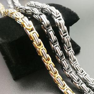 Kedja halsband för män och kvinnor 5mm byzantinskedja solid rostfritt stål guldfärg silver choker länk 24inch färg guld silver svart