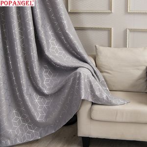 Popangel New Design High Quality Silvered Polyester Thickening Blackout Thermal Insulated Living Room Customized Curtain LJ201224