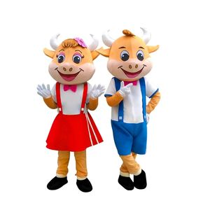 Halloween Cow Girls Boys Mascot Costumes Christmas Fancy Party Dress Personaggio dei cartoni animati Outfit Suit Adulti Taglia Carnevale Pasqua Abbigliamento a tema pubblicitario