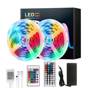 2022 new Wholesale 10M Flexible SMD 3528 RGB LED Strip Light Set with Remote Controller Power Supply Holiday Decoration Ribbon Tape Lamp