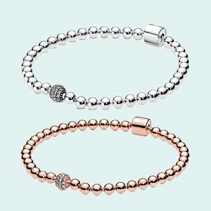 New 925 Sterling Silver Beaded Bracelet For Women Strands Joyeria Fina Para Mujer Bangle Fit Original Pandora DIY Charms Bransoletki Damskie Jewelry