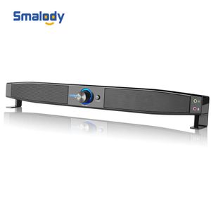 SMALODY SOUNDBAR USB Drivs högtalare Hemteater 5W Stereo Subwoofer W / Microphone Headphone Jack Support Line i musikspel