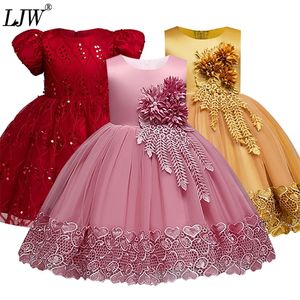 Kids Tutu Birthday Princess Party Dress for Girls Infant Lace Children Bridesmaid Elegant Girl baby Clothes 220308