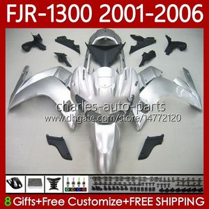 OEM Codework для Yamaha FJR-1300 FJR 1300 A CC FJR1300A 01-06 Moto Bodys 106NO.19 FJR1300 01 02 03 04 05 06 FJR-1300A 2001 2002 2003 2004 2005 2006 Комплект обтекателя Светло-серебро