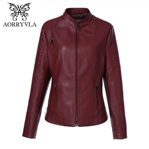 Plus size jaquetas de couro para mulheres primavera preto falso jaqueta de couro zíper mandarim colarinho de couro slim casaco de alta qualidade 201226