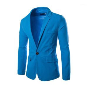 Men's Suits & Blazers Men Casual Cotton Coats Slim Fit Royal Blue Male Dress Jackets Plus Size Costume Homme1