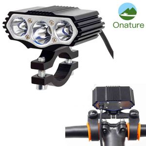 Onature Potężne Elektryczne Światło Rowerowe 1000 Lumenów 12-72V Wejście E Rower Reflektor Aluminium Obudowa 3xt6 LED Head Light dla Ebikes 220105