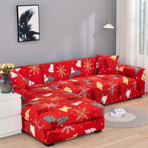 Stretch Sofa Cover Slipcovers Elastic All-inclusive Couch cover for Christmas decorations Sofa Loveseat Chair L-Style Sofa Case LJ201216