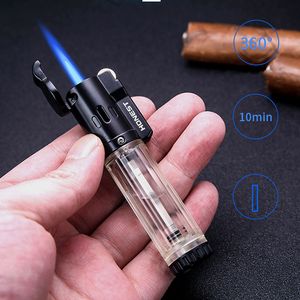 HONEST Gas Lighter Smoking Accessories Blue Flame Butane Torch Cigarettes Gadgets For Men 2022 New Grinding Wheel Cigar Lighter