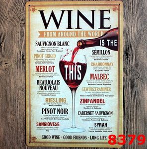 Partihandel - Retro metall affisch tenn tecken vin för hem bar pub vägg vintage dekoration, 30x20cm