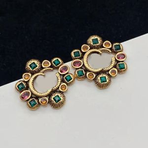 Stud 2023 Nya modebrev Studörhängen Aretes Orecchini Ladies Colored Diamonds Gems Brand Designer Earring Earings For Women