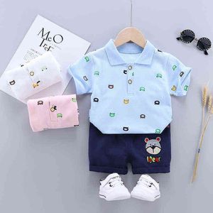 Erkek Bebek Setleri Yaz Kısa Kollu Tops Pantolon 2 Adet Toddler Giyim Ayı T-Shirt Erkek Spor Suits Çocuk Giysileri 1-4 Yaşında G220310