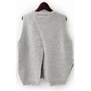 New Autumn And Winter Cashmere Sweater Women 'S Knitted Vest Vest Sling Round Neck Loose Sleeveless Short Wool 201031