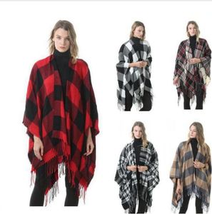 Moda Klasik Ekose Panço Püskül Kafes Cape Izgara Battaniyeler Eşarp Sonbahar Kış Kalın Pelerinler Wrap Pashmina Panço LJJP675