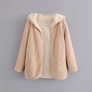 새로운 여성 가짜 양모 라이너 재킷 패션 봄 가을 Meidum 긴 코트 여성 후드 양면 착용 따뜻한 겉옷 201102