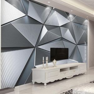 Anpassade tapet väggmålningar 3d abstrakt geometriska mönster modernt vardagsrum sovrum TV bakgrund dekor papier peint väggmålning