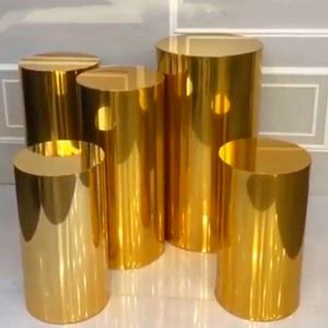 5pcs/set)Wedding decoration gold mirror plinth cake tables perspex round plinths stand for baby shower decor senyu585