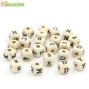 8Seasons Natural Wood Spacer Beads Cube Alphabet/Letter Pattern At Random DIY Making Bracelets Jewelry About 10mm x 10m, 200 PCs Y200730