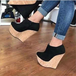 Wholesale high heel wedge pumps for sale - Group buy SHOFOO shoes Beautiful fashion women s shoes suede about cm wedges women s shoes round toe pumps high heels