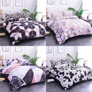 Homesky Nieregularna geometryczna pościel Zestaw Marmurowy Wzór Comforter Pościel Zestawy King Size Size Set Bedding Set Duvet Cover Bedspread 201021