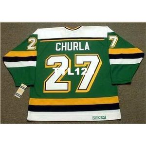 Mens #27 SHANE CHURLA Minnesota North Stars 1989 CCM Vintage RETRO Hockey Jersey oder benutzerdefinierte Name oder Nummer Retro Jersey