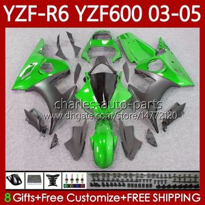 Fairings de OEM para Yamaha YZF-R6 YZF R 6 600 CC YZF600 YZFR6 03 04 05 Corpo 95No.40 YZF R6 600CC 2003 2004 2005 Cowling YZF-600 03-05 Motocicleta Bodywork Kit Lustroso Green Blk