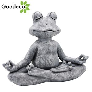 Goodeco Garden Frog Figurhart Zen Yoga Groda Jardin Staty Garden Dekoration Utomhus Skulptur Heminredning Inomhus Ornament T200710