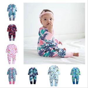 Baby Boys Girls Rompers Spädbarn Baby Rands Footed Handed Pyjamas Sleeper Zipper Newborn Romper