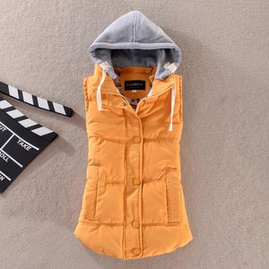 Plus Size 6XL Women Vest Winter Coat Ladies Gilet Colete Feminino Casual Pocket Hooded Waistcoat Female Sleeveless Jacket