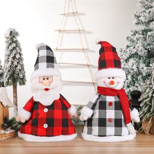 クリスマスツリーのトッパートップ帽子バッファローチェック柄サンタ雪だるま家の装飾jk2011ph