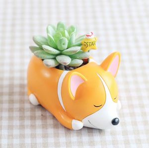 Flower Pots Cartoon Dog Planter Puppy Resin Planters Pots For Succulents Flower Desktop Macetas Home Garden 4 Designs SN5074