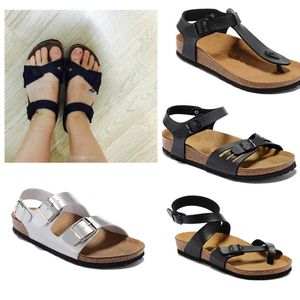 Männer Frauen Slide Kork Hausschuhe Designer Schuhe Luxus Slide Sommer Mode breit flach rutschig mit dicken Strand Sandalen Slipper Flip Flops Echtes Leder