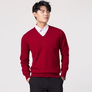 남자 pullovers 겨울 새로운 패션 Vneck 스웨터 캐시미어와 양모 니트 점퍼 남자 모직 옷 뜨거운 판매 표준 남성 탑 201105