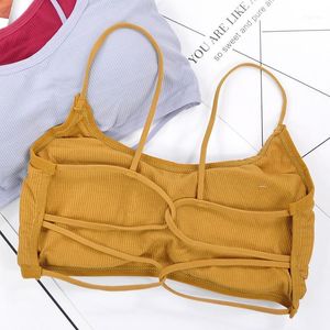 Modal Cross Elastic Band Beautiful Back Sports Bra Thin Shoulder Straps Wirefree Athletic Vest Breathable Fitness Tops