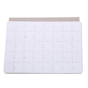 Vit A5 Sublimation Pussel DIY Products Sublimations Blank pussel Vit Jigsaw 40PCS / 80PCS Värmeutskriftsöverföring Handgjorda gåvor till salu 15 * 20cm