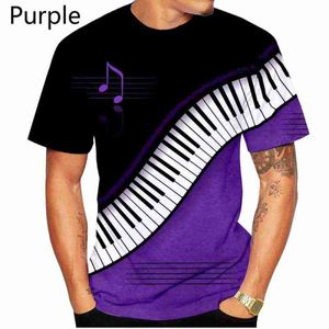 2021 Nowe koszulki mody Piano 3D All Over Print T Shirts SportWeear Krótki Rękaw Hipster Koszulki Hip Hop T-shirt XS-5XL G1222
