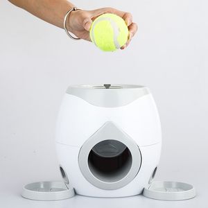 Pet Ball Launcher Toy Dog Tennis Food Reward Machine Tower Interactive Treatment Slow Feeder Toy Lämplig för katter och hundar Y200330
