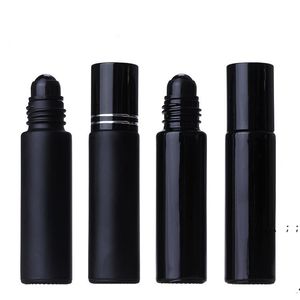 향수 크리스탈 롤러 볼 병에 New10ml 검은 에센셜 오일 병 유리 롤 RRB13182