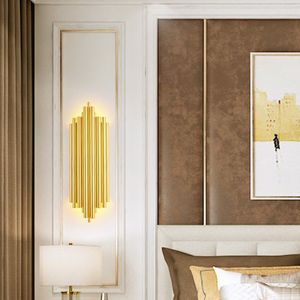 ゴールドメタルウォールランプリビングルーム装飾的なウォールランプLEDボディアートベッドルームLEDランプEMS