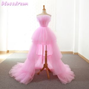 핑크 홈 커밍 드레스 짧은 프론트 긴 백 댄스 파티 드레스 졸업 저녁 가운 층 레이어 여성 공식 파티 드레스 201114