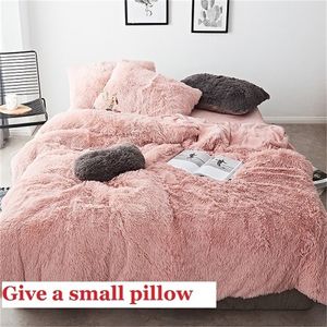 Rosa vit fleece tyg vinter tjock 20 ren färg sängkläder uppsättning mink sammet duvet täckplåt sängkläder pillowcases 4 / 6pcs t200706