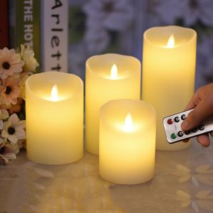 Flameless Remote Control LED Wax Candle, Wireless Timer LED Candle, Heminredning, Halloween / Julljus, Holiday Lighting Y200109