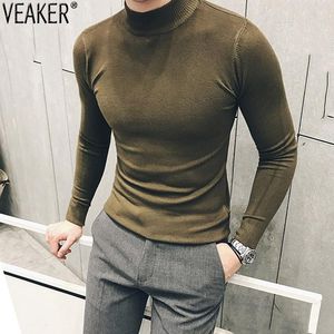 2020 Осенняя новая мужская водолазка для водолазки мужской Slim Fit Solid Color High шеи свитер мужчины с длинным рукавом трикотажные топы 3XL