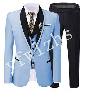 Custom-made One Button Groomsmen Shawl Отвораживает Groom Tuxedos Мужские костюмы Свадьба / выпускной / Ужин Лучший мужчина Blazer (Куртка + брюки + галстук + жилет) W638